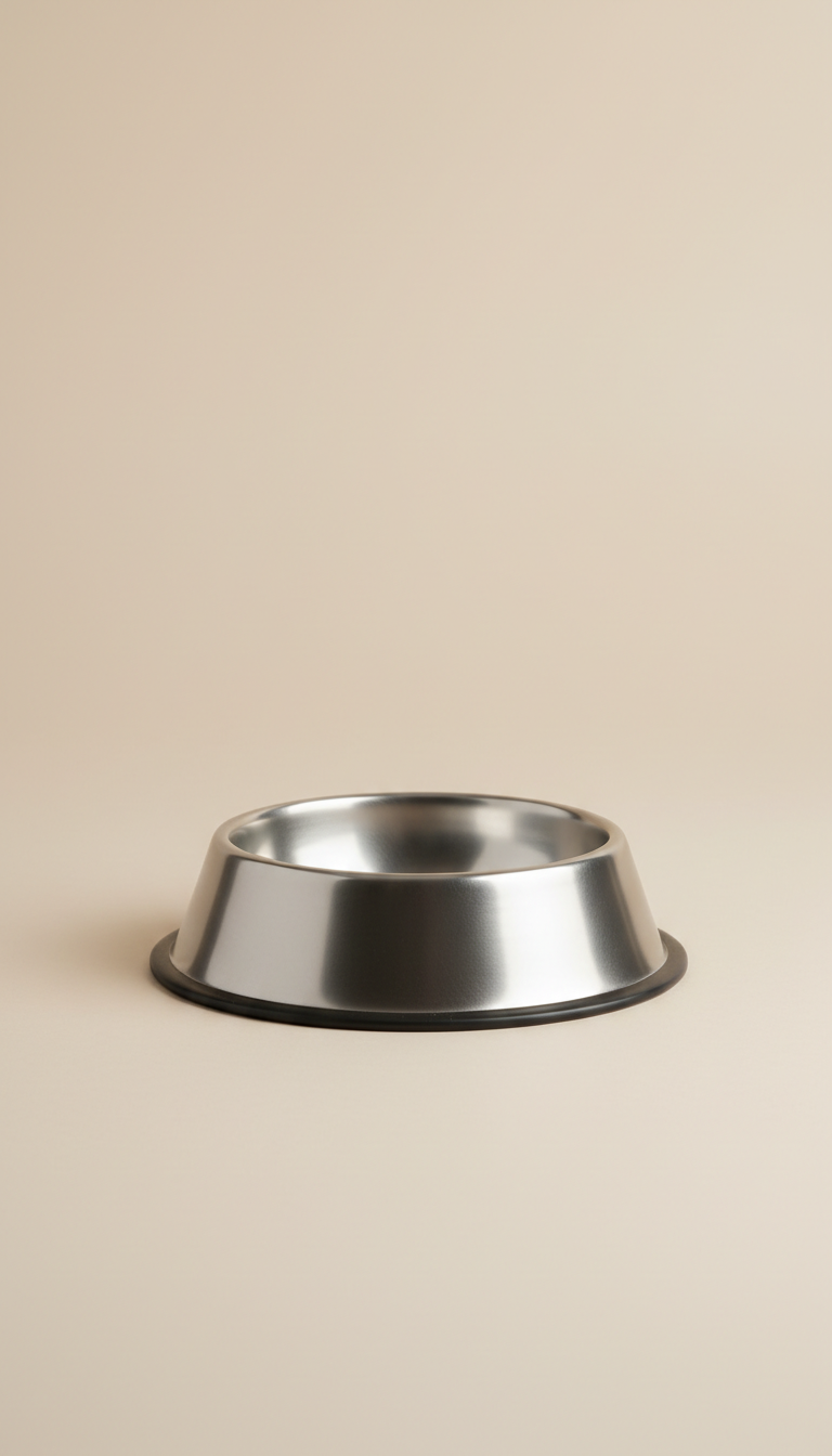 Brushed Metal Feeding Bowl in Beige